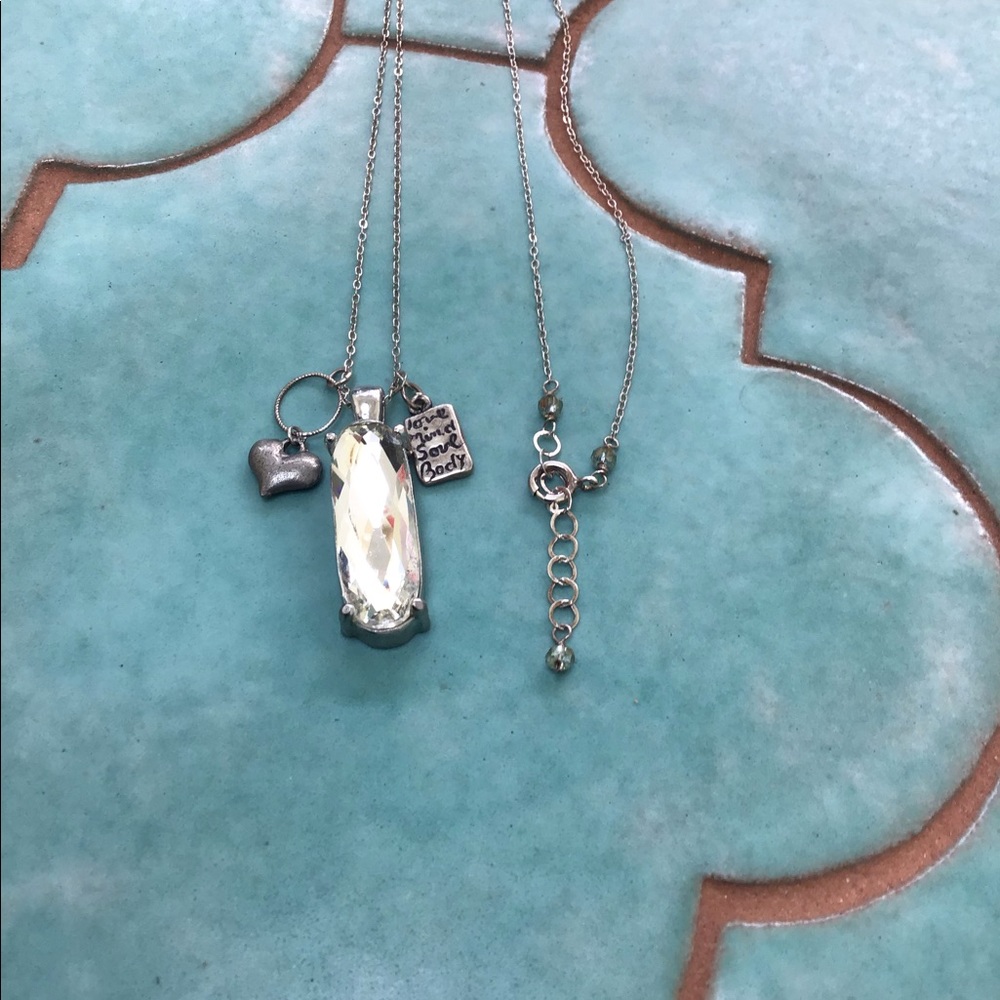 QUARTZ CRYSTAL AND CHARM NECKLACE